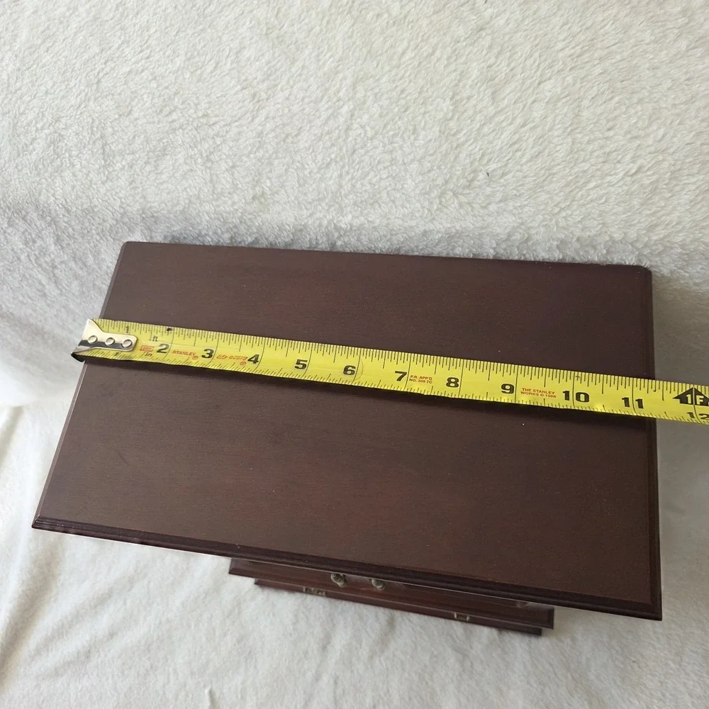 Vintage Jewelry Box Wood Glass Doors Finish 16